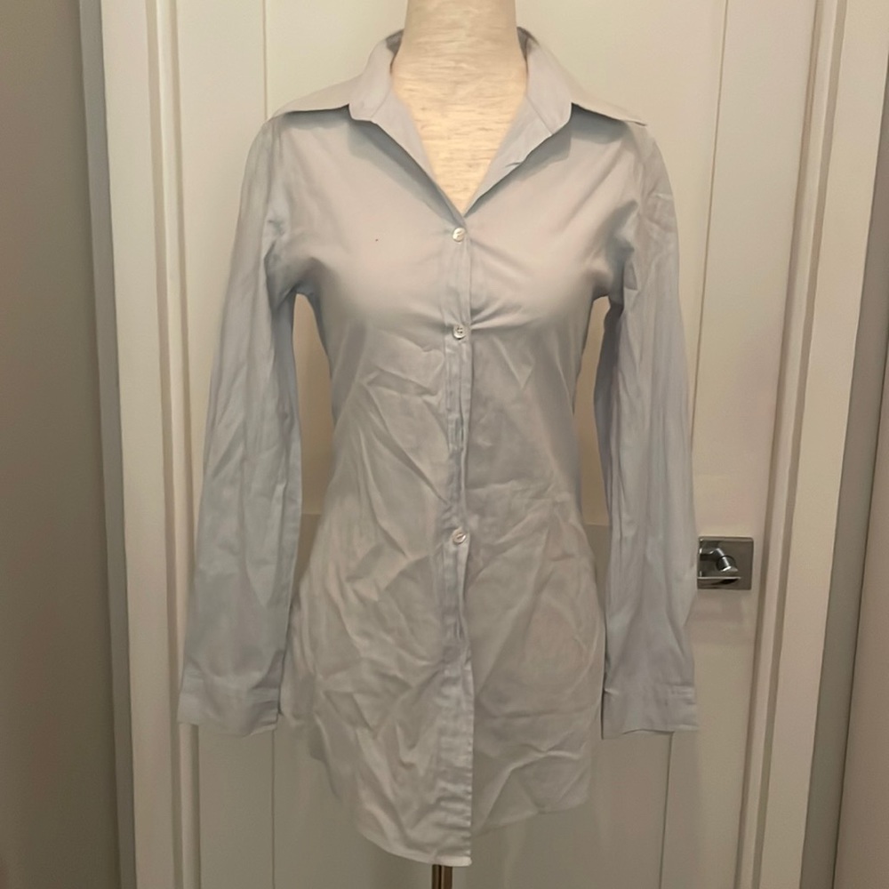 British India plain light blue button down shirt